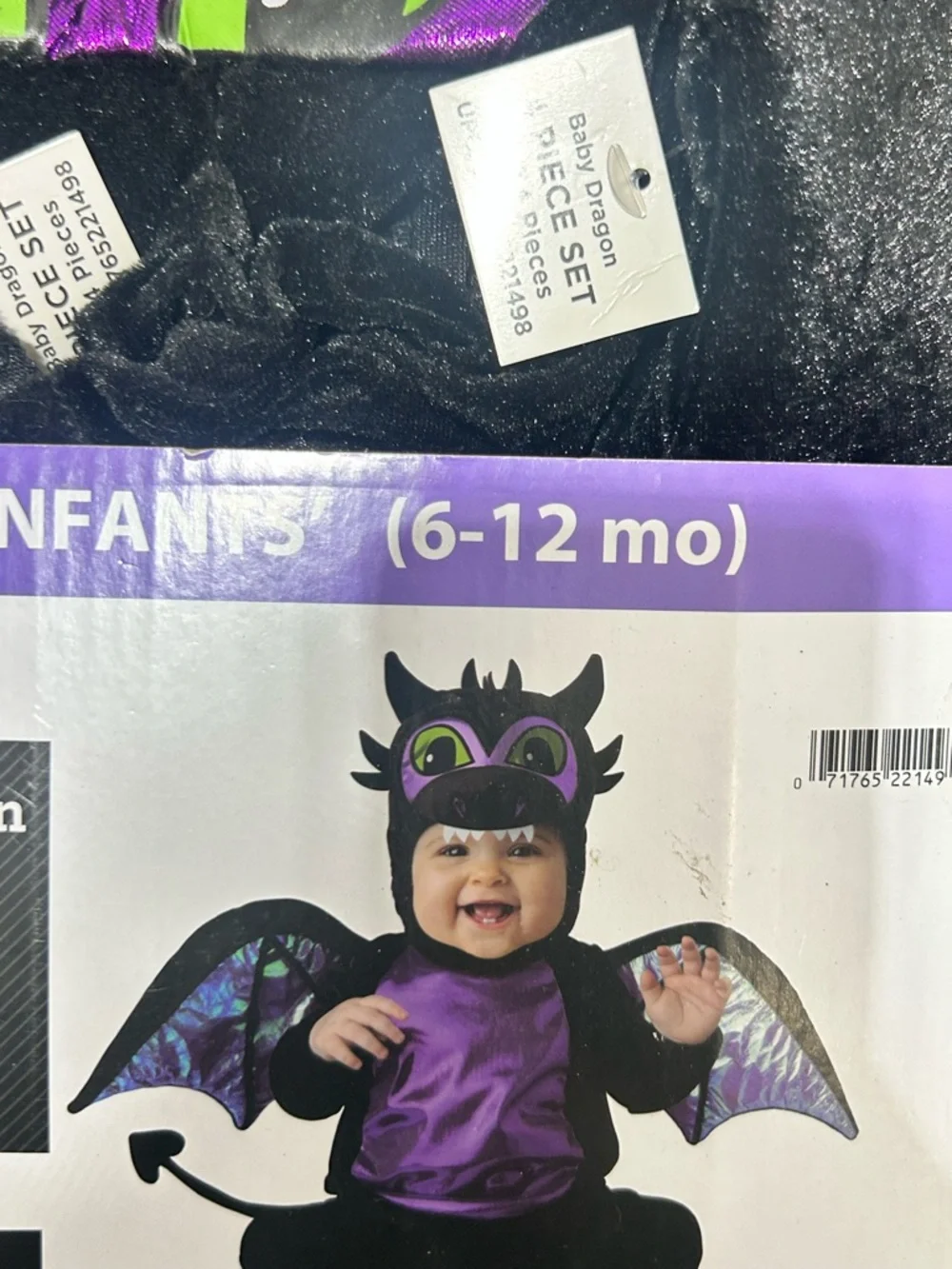 Celebrate Halloween Costume Black and Purple Dragon Costume for Infants 6-12 mos